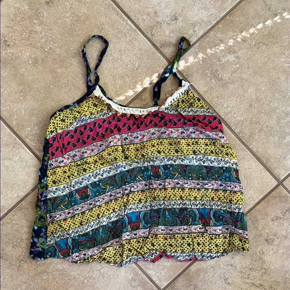 Lucy Love Camisole Crop Top in Yellow and Pink